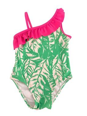 Lilly Pulitzer Toddler Girl One Shoulder Swimsuit 18M Green Pink One Piece